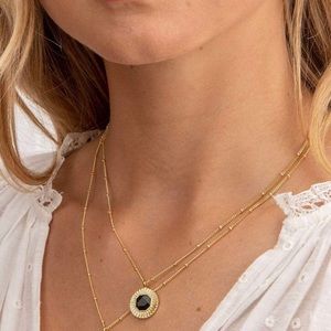⭐️GORJANA ONYX POWER GEMSTONE COIN NECKLACE⭐️